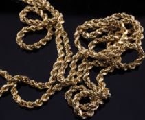 A 22ct gold rope twist necklace, 39 grams, 34in.