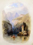 19th century English Schoolpair of oils on millboard,Vignettes of Italian mountain landscapes,9.5 x