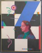 Patrick Burke (1932-)oil on canvas,Woman and geometric motifs,signed verso,28 x 22in.