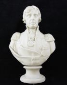 A Copeland parian bust of Lord Nelson, c.1873, impressed marks, on a separate socle, 12in. later