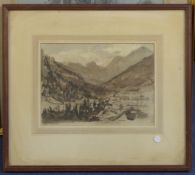 Sir Robin Craig Guthrie (1902-1971)watercolour,Forno di Canale, Northern Italy, signed, 9.5 x