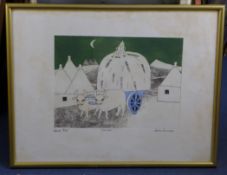 Julian Trevelyan (1910-1988)etching with aquatint,Haycart,signed, titled and inscribed artists