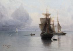 Prince Arseny Ivanovich Meshchersky (1834-1902)oil on canvas,Shipping on a calm sea,signed and