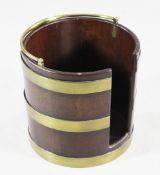 A George III mahogany and brass bound plate bucket, with swing handle, H.1ft .5in. excl. handle