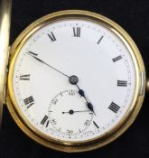 A George V 18ct gold keyless lever half hunter pocket watch, with Roman dial and subsidiary