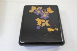 A Japanese Wagaima Nuri lacquer box and cover, modern, the cover decorated with purple and gilt