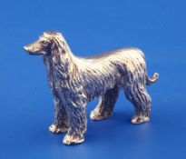 A 1970`s silver free standing miniature model of an Afghan hound by Albert Edward Jones Ltd,