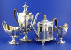 A matched George III Adams design five piece tea and coffee service, by Henry Chawner and John