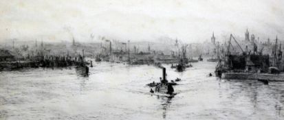 William Lionel Wyllie (1851-1931)two etchings,`Where the Don Meets the Dee` and `Gravesend`,signed
