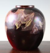 A Bernard Moore flambe `bat` vase, c.1910, of ovoid form, decorated with bats in flight amid stars,