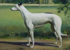 § Frank Wootton (1911-1998)oil on canvas,Portrait of the greyhound `Jetstreamer`.signed and
