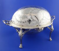 A Victorian silver presentation two handled revolving breakfast dish by Fenton Brothers, with
