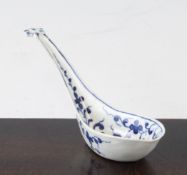 A Worcester `Maltese Cross Flower` pattern rice spoon, the boat shaped bowl terminating in a