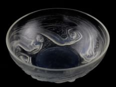 A Rene Lalique Ondine Ouvert opalescent glass bowl, Marcilhac no.380, moulded mark R.LALIQUE and