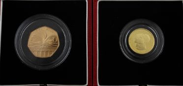 A cased Royal Mint limited edition 2000 Fifty Pence Gold Coin, commemorating 150 years of Public