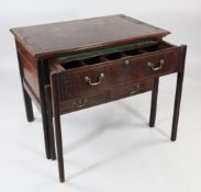 A George III mahogany architect`s table, the top with Greek key inlaid border above a single