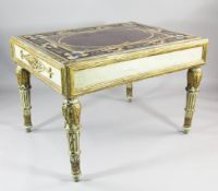 A 19th century Italian rectangular centre table, with specimen marble inset top, painted cream and