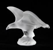 A modern Lalique eagle car mascot, the bird with it`s wings raised, engraved mark Lalique France,