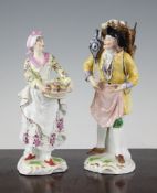 A pair of Samson of Paris figures of street vendors, late 19th century, in imitation of Meissen,