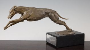 James Osborne (1940-1992). A silver model of a greyhound, 1/10, signed and dated Osborne 1990 and