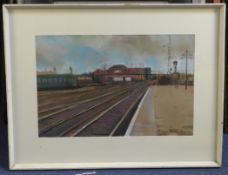 Hellmuth Weissenborn (1898-1982)pastel and ink,Clapham Junction,signed,13 x 19.5in.