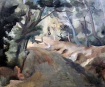 Leopold Lietzoil on canvas,A woodland lane,signed,24 x 29in.