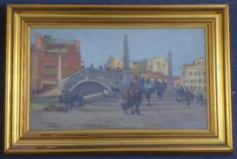 Italian Schooloil on wooden panel,Ponte Delle Griaglie, Venicesigned and inscribed verso,10.5 x 17.