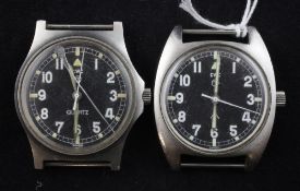 Two gentleman`s 1970`s/1980`s stainless steel Cabot Watch Company military wrist watches, with