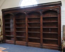 An impressive Victorian `Strawberry Hill` mahogany Gothic revival library bookcase of large size,