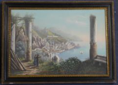 Neapolitan Schoolgouache,View overlooking the Amalfi coast,13 x 19in.