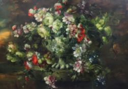 F. Luggopair of oils on canvas,Still lifes of flowers in urns on ledges,indistinctly signed,27 x