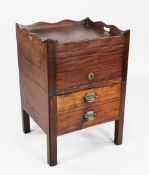A George III mahogany tray top night commode, with single sliding up and over door, above a deep