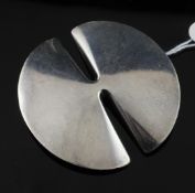 A Georg Jensen sterling silver brooch, design no. 337, of semi divided disc form, 2.25in.