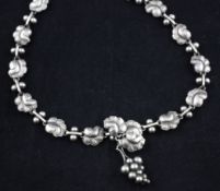 A late 1950`s Georg Jensen sterling silver necklace, `Moonlight Grapes`, no. 96A, designed by