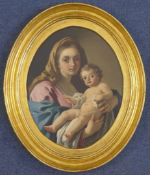 After Francesco de Mura (1696-1732)oil on board,Mother and child,oval, 10 x 8in.