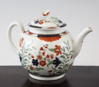 A Worcester `Kempthorne` pattern globular teapot, c.1770, decorated in the Kakiemon palette of