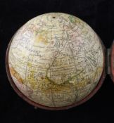 An 18th century Nathaniel Hill terrestrial pocket globe, 2.75in., with engraved hand coloured gores