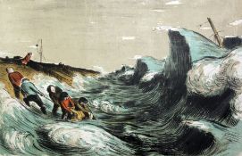 Edward Ardizzone (1900-1979)colour lithograph,Wreck scene,signed in pencil,18.5 x 28.5in., unframed