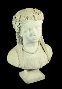 Jean Paul Camille Crouzet (1812-1881). A marble bust of a young girl, signed and dated 1852, 20in.