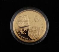 A cased Royal Mint limited edition 1997 Golden Wedding Anniversary Gold Proof (£5) Crown, with