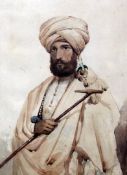 Pierre Bonirote (1811-1891)watercolour,Portrait of an Indian gentleman wearing a turban,signed and