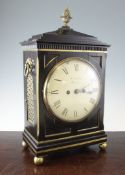 R. Northen, Hull. A Regency brass mounted ebonised hour repeating bracket clock, with pineapple