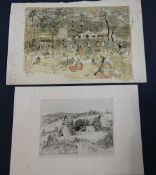 Anthony Gross (1905-1984)etching,`Huguette Knitting` titled, signed and inscribed `To Mr Devenish