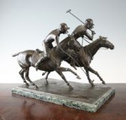 James Osborne (British, 1940-1992). A bronze group of two polo players, signed Osborne, `86, 1/10,