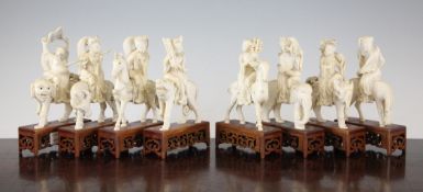 A set of eight Chinese ivory figures the Baxian (Eight Immortals), early 20th century, each holding