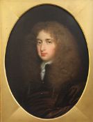 Manner of Michael Dahl (1659-1743)oil on canvas,Portrait of a gentleman wearing a brown coat,framed