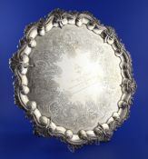 A William IV silver salver with Royal Naval inscription relating to Captain William Pryce Cumby C.