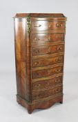 A 19th century French kingwood and rosewood marble top secretaire semanier, with ormolu mounts, the