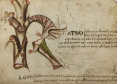 A 16th century Spanish Calligraphic manuscript, includes verse, mathematics, hand coloured, devices,