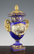 A large English porcelain vase and cover, second quarter 19th century, possibly Davenport, with